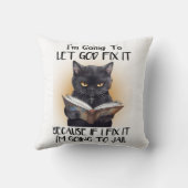 ブラックおもしろいキャットことわざ クッション (裏面)