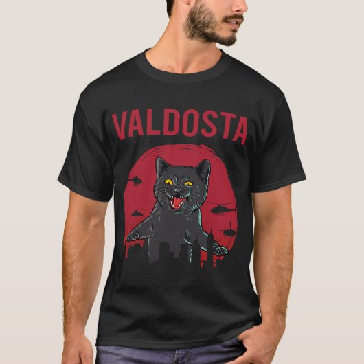 ブラックおもしろいキャットヴァルドスタ Tシャツ (正面)