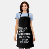 ブラックおもしろいゲイプライドサポートLGBTQの権利 エプロン (着用した状態)