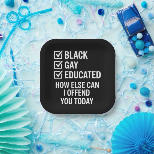 ブラックおもしろいゲイプライドサポートLGBTQの権利 ペーパープレート (パーティー)