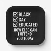 ブラックおもしろいゲイプライドサポートLGBTQの権利 ペーパープレート (正面)