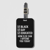 ブラックおもしろいゲイプライドサポートLGBTQの権利 ラゲッジタグ (正面縦)