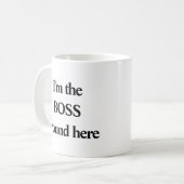 ブラックおもしろいタイポグラフィ – 私はボスだのまわりに コーヒーマグカップ (正面左)