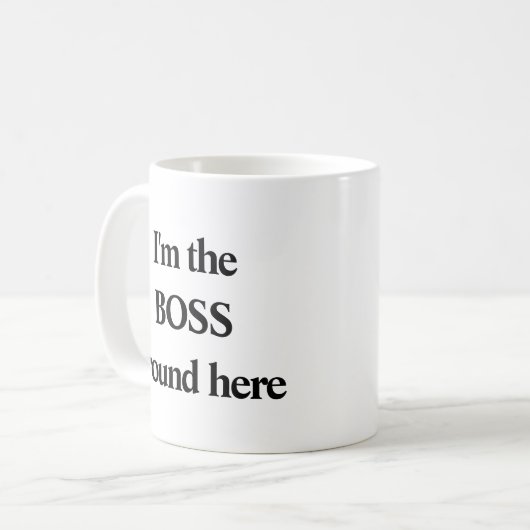 ブラックおもしろいタイポグラフィ – 私はボスだのまわりに コーヒーマグカップ (正面左)