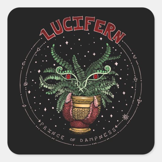 ブラックおもしろいハローウィンパーティプラントデーモンルシファーン スクエアシール (正面)