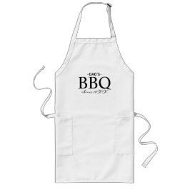 ブラックおもしろいパパBBQタイポグラフィメンズ ロングエプロン