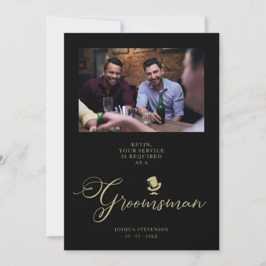 ブラックおもしろいフォト提結婚案のGroomsman (正面)