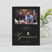 ブラックおもしろいフォト提結婚案のGroomsman (スタンド正面)