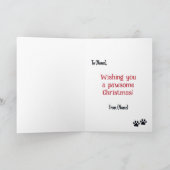 ブラックおもしろいブルフランスのドッグサンタポーズクリスマス カード (内部)