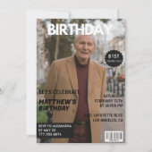 ブラックおもしろいマガジン表紙の写真81歳の誕生日 招待状 (正面)