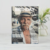 ブラックおもしろいマガジン表紙93歳の誕生日 招待状 (スタンド正面)