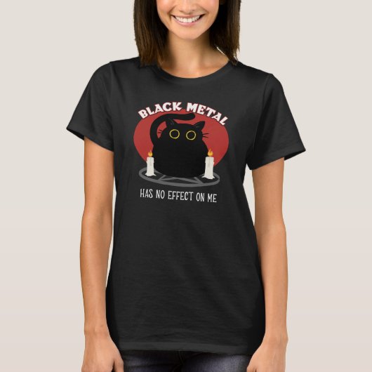 ブラックおもしろいメタルサタン猫引用文Tシャツ Tシャツ (正面)