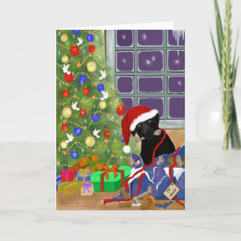 ブラックおもしろいラブラドールクリスマス シーズンカード