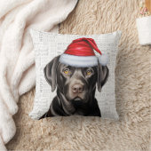 ブラックおもしろいラブラドールドッグウォーターカラークリスマス クッション (ブランケット)