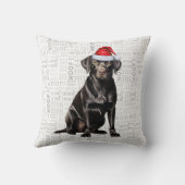 ブラックおもしろいラブラドールドッグウォーターカラークリスマス クッション (裏面)