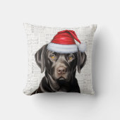 ブラックおもしろいラブラドールドッグウォーターカラークリスマス クッション (正面)