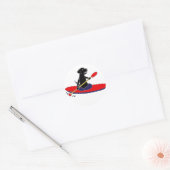 ブラックおもしろいラブラドールレトリエバードッグカヤック ラウンドシール (封筒)