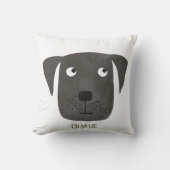 ブラックおもしろいラブラドールレトリエバードッグ名前をカスタムする クッション (正面)