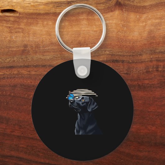 ブラックおもしろいラブラドールレトリエバーラボ犬のオーナーペットA キーホルダー (正面)
