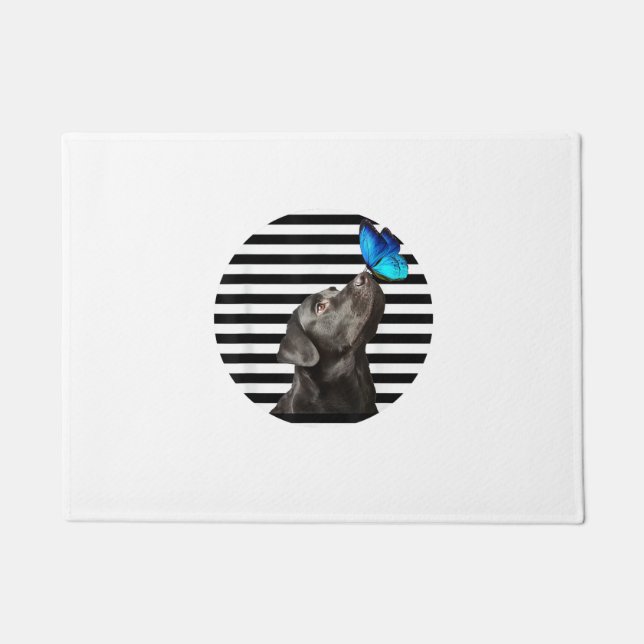 ブラックおもしろいラブラドールレトリエバーラボ犬のオーナーペットA ドアマット (正面)