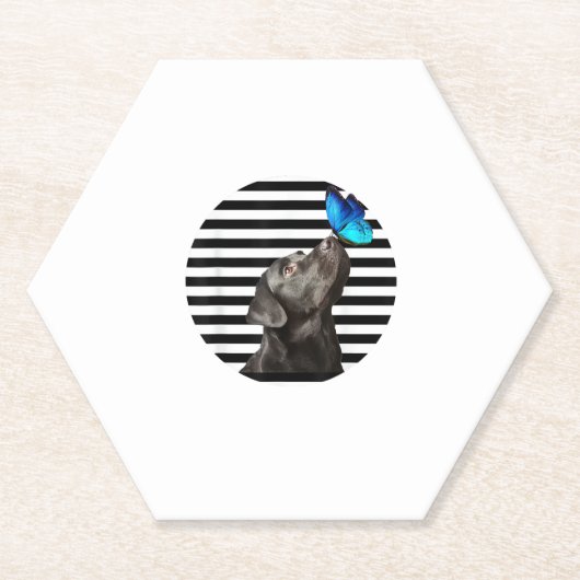 ブラックおもしろいラブラドールレトリエバーラボ犬のオーナーペットA ペーパーコースター (正面)