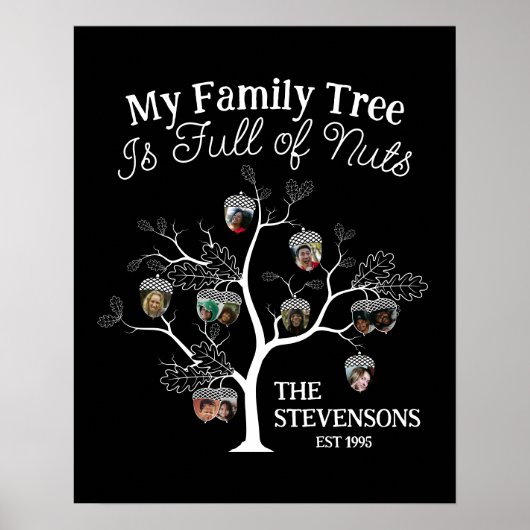 ブラックおもしろい写真ファミリーツリーはナッツでいっぱいである ポスター (正面)