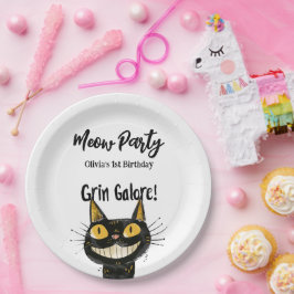ブラックおもしろい子猫誕生日パーティー ペーパープレート