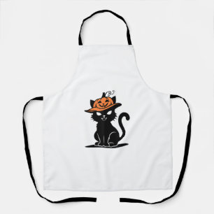 ブラックおもしろい猫好きパンプキンハッ不気味ズシーズンハ エプロン