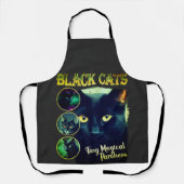 ブラックおもしろい猫好きフェイクBootleg 90sグラフィック エプロン (正面)