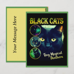 ブラックおもしろい猫好きフェイクBootleg 90sグラフィック ポストカード