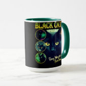 ブラックおもしろい猫好きフェイクBootleg 90sグラフィック マグカップ (正面右)