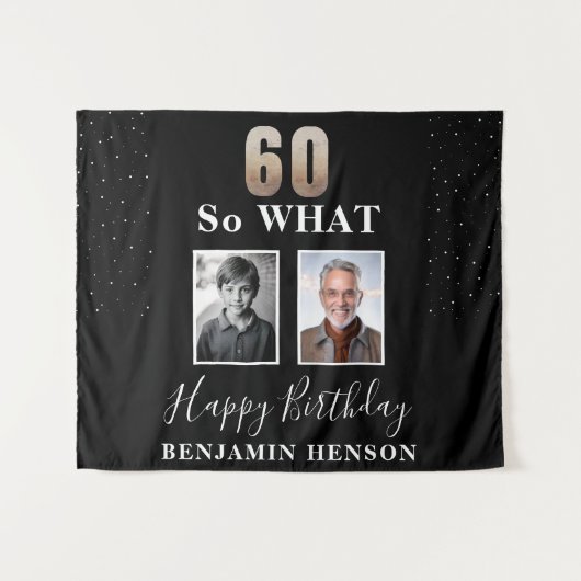 ブラックおもしろい60だから何70番目の誕生日2写真 タペストリー (正面(横))