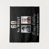 ブラックおもしろい60だから何70番目の誕生日2写真 タペストリー (正面)