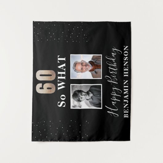 ブラックおもしろい60だから何70番目の誕生日2写真 タペストリー (正面)