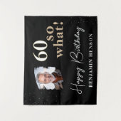 ブラックおもしろい60だから60番目の誕生日背景 タペストリー (正面)