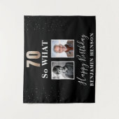 ブラックおもしろい70だから何70誕生日2写真 タペストリー (正面)