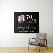 ブラックおもしろい70だから70番目の誕生日背景 タペストリー (インサイチュ(横))