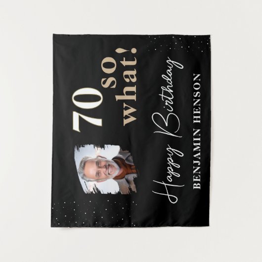 ブラックおもしろい70だから70番目の誕生日背景 タペストリー (正面)