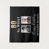 ブラックおもしろい80だから80番目の誕生日2写真 タペストリー (正面)