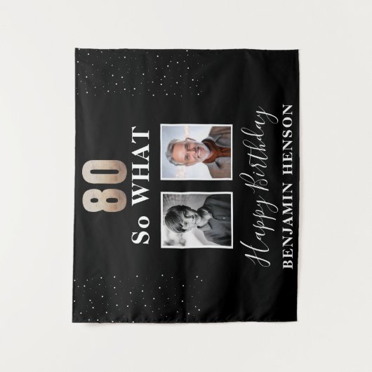 ブラックおもしろい80だから80番目の誕生日2写真 タペストリー (正面)