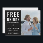 ブラックおもしろい・フリー・ドリンク写真Qrコー結婚ド セーブザデート<br><div class="desc">無料モダンドリンク写真Qrコードウェディング日付招待状を保存。日付招待状の保存</div>