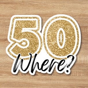 ブラックおもしろい&金ゴールドグリッター50場所50誕生日 シール