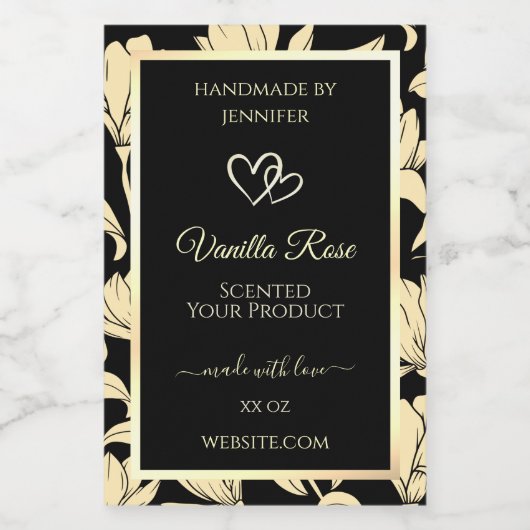 ブラックおよびイエローのフローラ製品の包装ラベル フードラベル (シングルラベル)