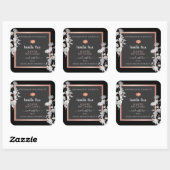 ブラックおよびグレーのフローラ製品のパッケージラベル スクエアシール (シート)