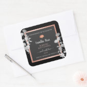 ブラックおよびグレーのフローラ製品のパッケージラベル スクエアシール (封筒)