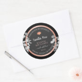 ブラックおよびグレーのフローラ製品のパッケージラベル ラウンドシール (封筒)