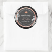 ブラックおよびグレーのフローラ製品のパッケージラベル ラウンドシール (バッグ)