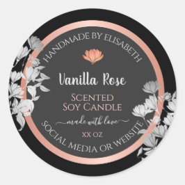 ブラックおよびグレーのフローラ製品のパッケージラベル ラウンドシール