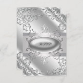 ブラックおよびシルバーRSVP 出欠カード (正面/裏面)