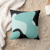 ブラックおよびティール(緑がかった色)抽象芸術 クッション (ブランケット)